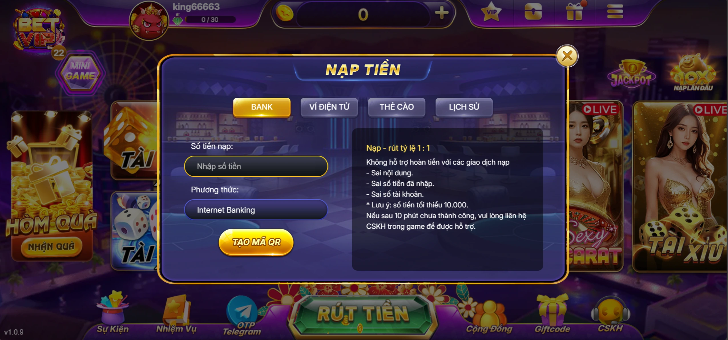 Nạp Tiền Betvip